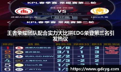 王者荣耀团队配合实力大比拼EDG荣登第三名引发热议